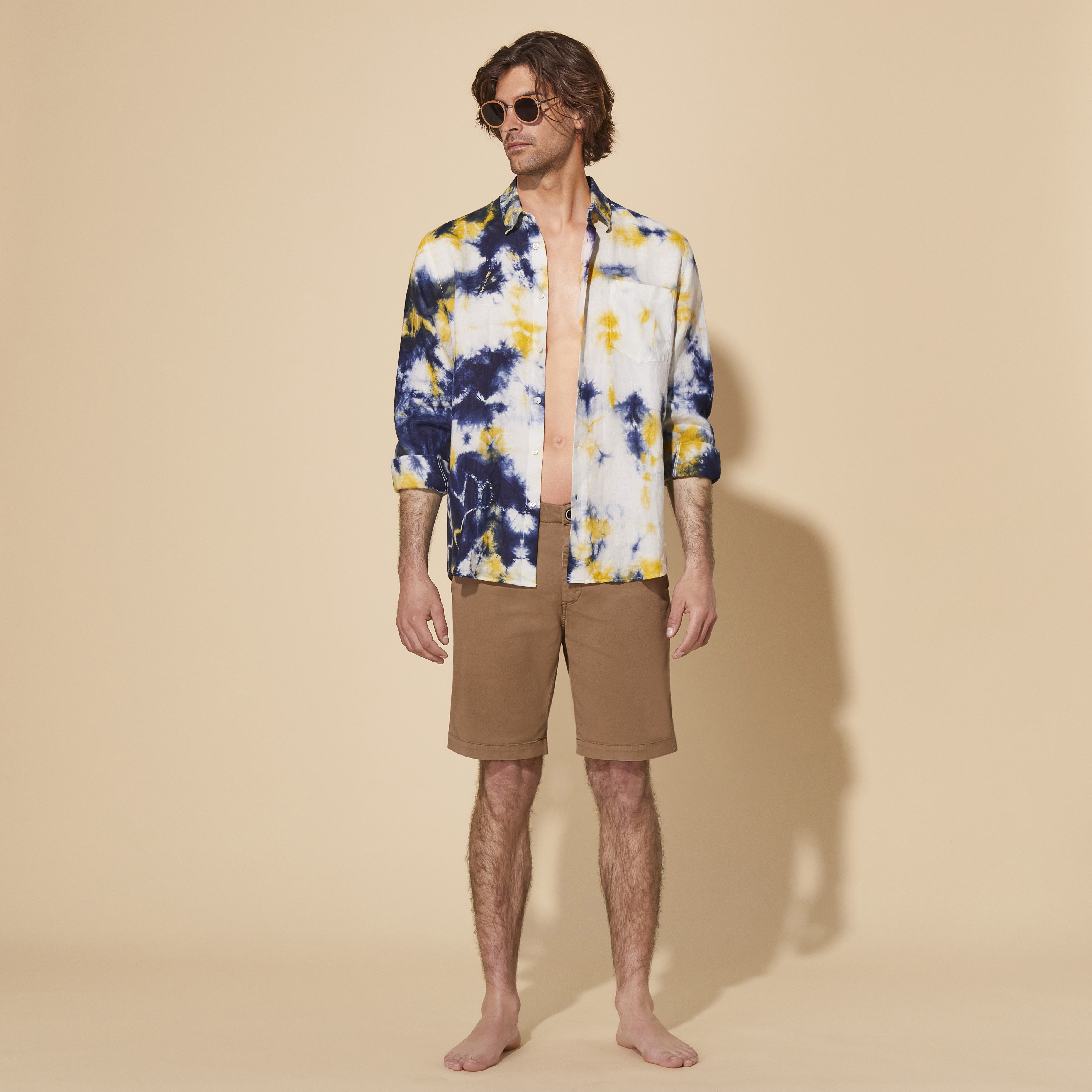 Bermuda en coton et tencel homme uni