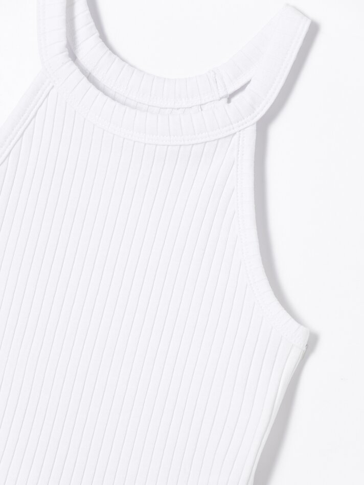 Top halter canelado - Branco-creme