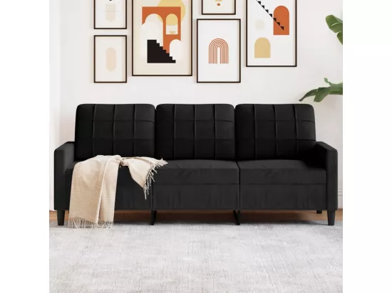 Canapé à 3 places Noir 180 cm Velours