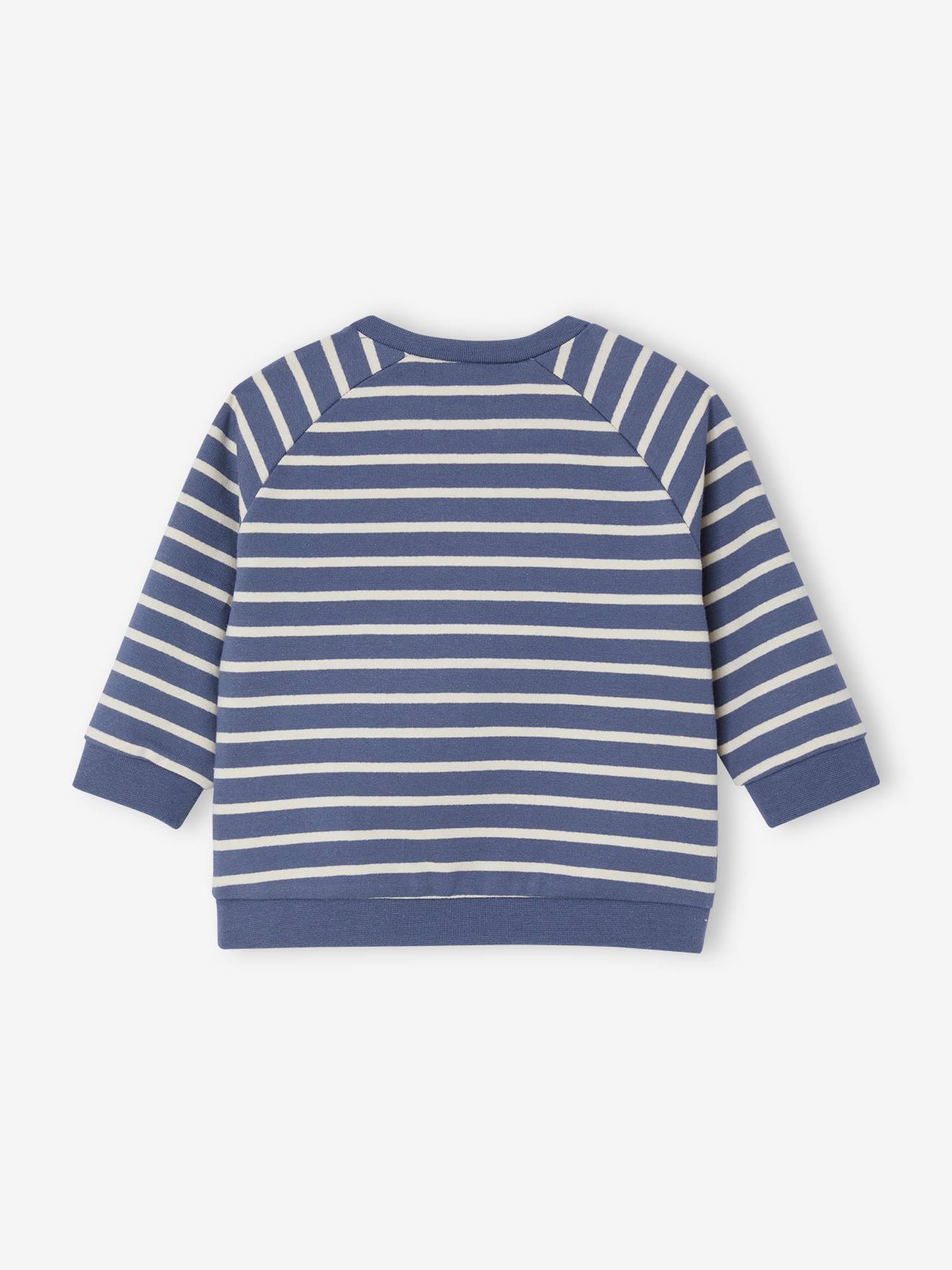 Blusa de moletom listrada para bebê, listras azuis