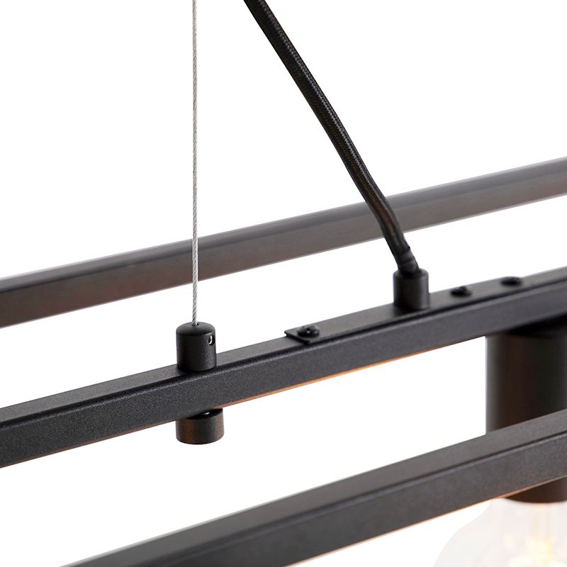 Moderne rechthoekige hanglamp zwart 5-lichts - Cage