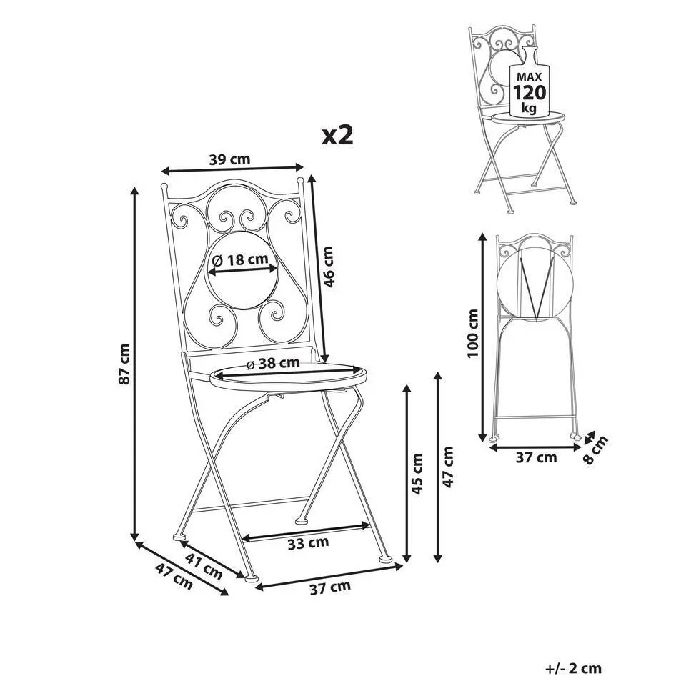 ARTENA - Set van 2 tuinstoelen - Zwart - IJzer