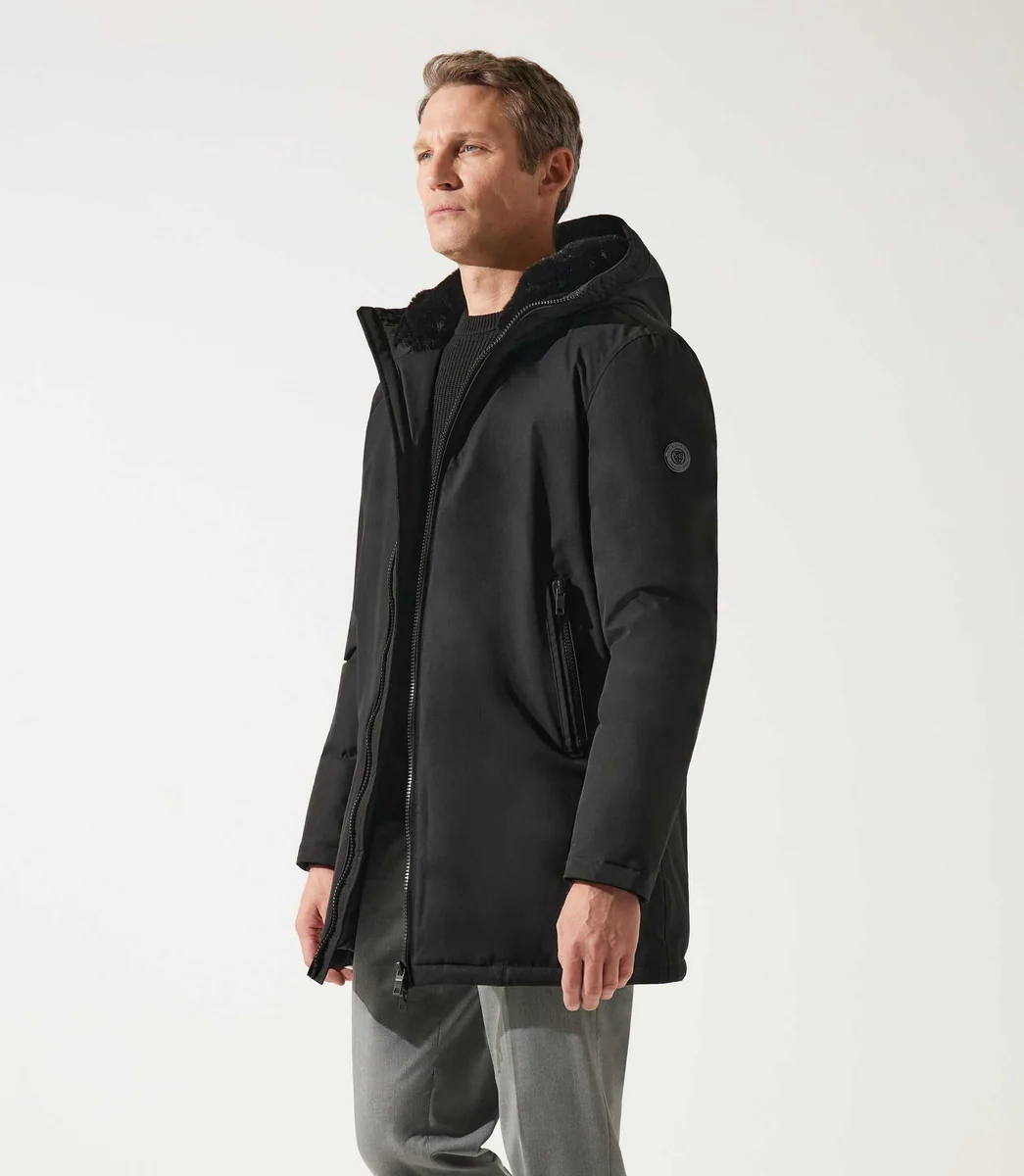 Parka longue à capuche noire MIRKO