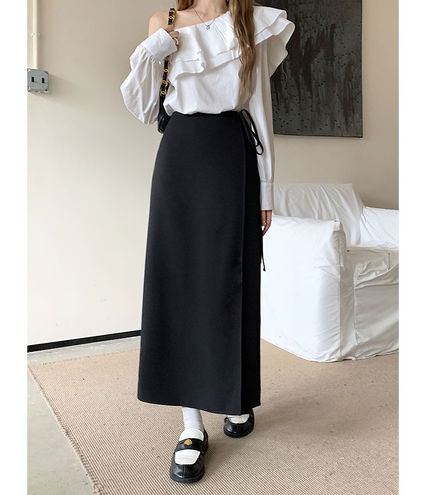 Auboi - Hoge taille effen maxi H-lijn rok