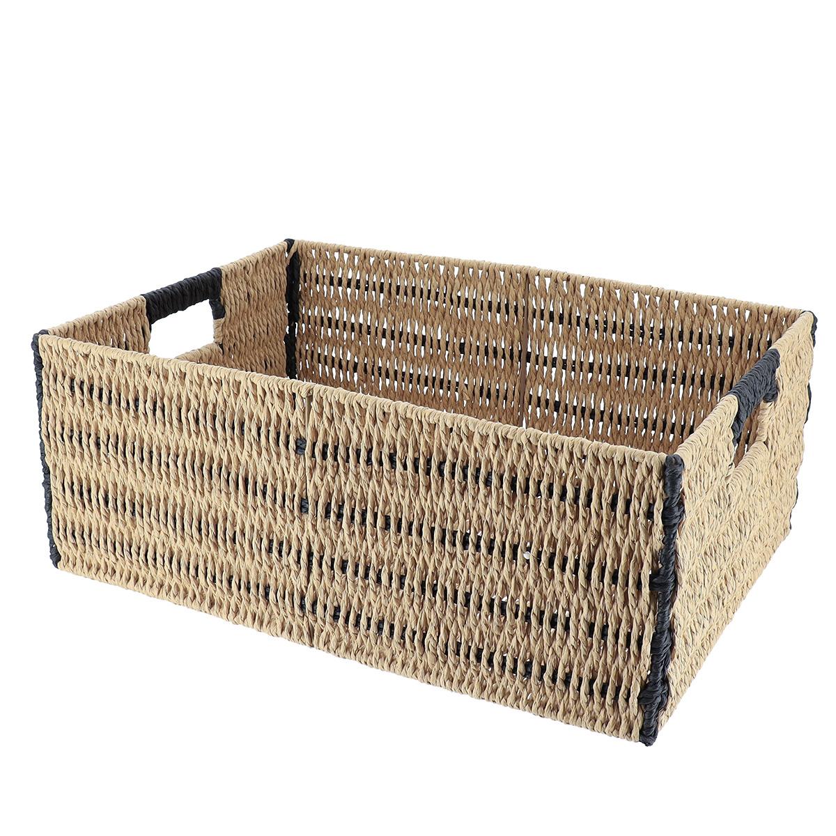 PANIERE PAPIER BICOLORE 44X31X17CM NATUREL NOIR