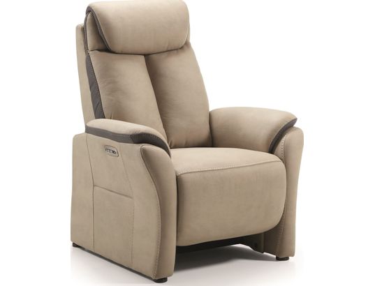CONCEPT1 - Canapé tissu Paris beige 2 places électrique + fauteuil elect