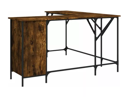 Bureau chêne fumé 141x141x75 cm bois d'ingénierie
