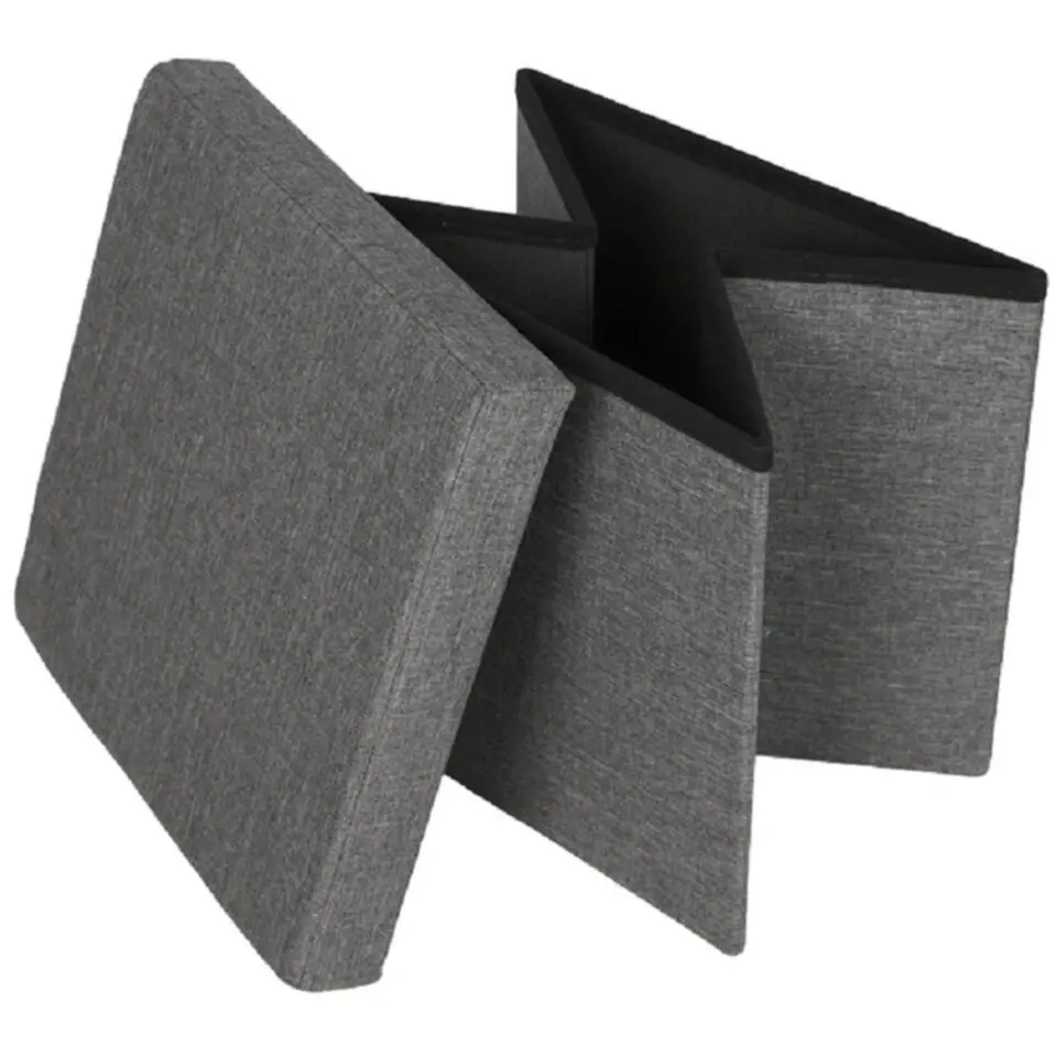 Urban Living poef/hocker/opbergbox - donkergrijs - mdf - 37 x 37 cm