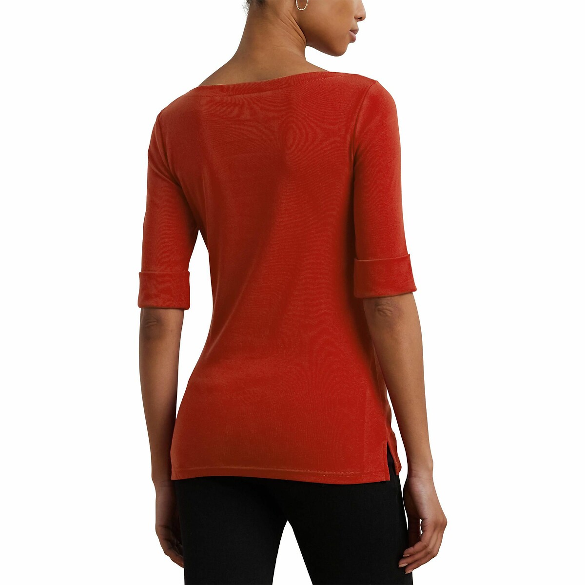 LAUREN RALPH LAUREN<br>Camiseta com decote canoa e mangas curtas