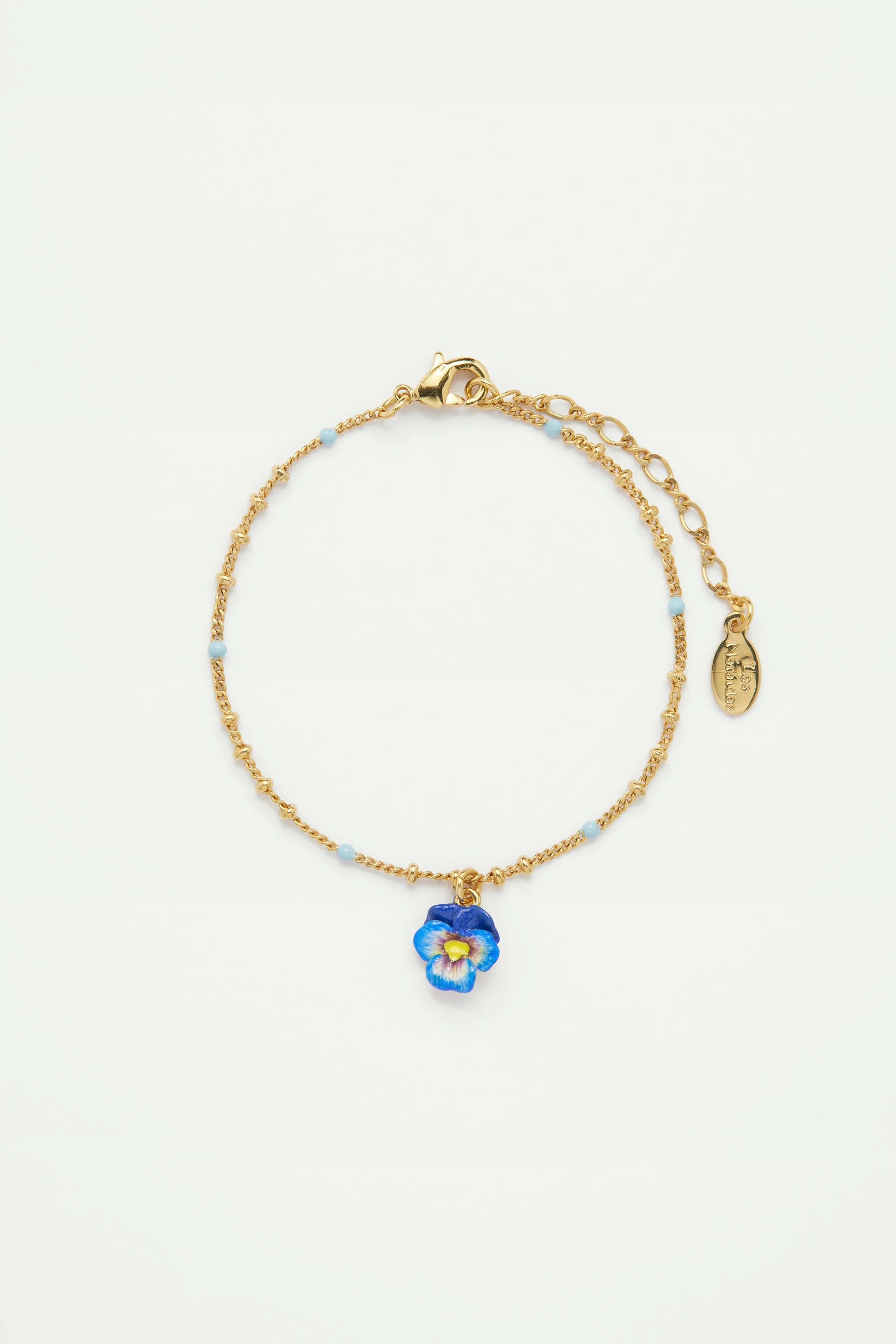 Bracelet pendentif fleur de pensée | Bleu