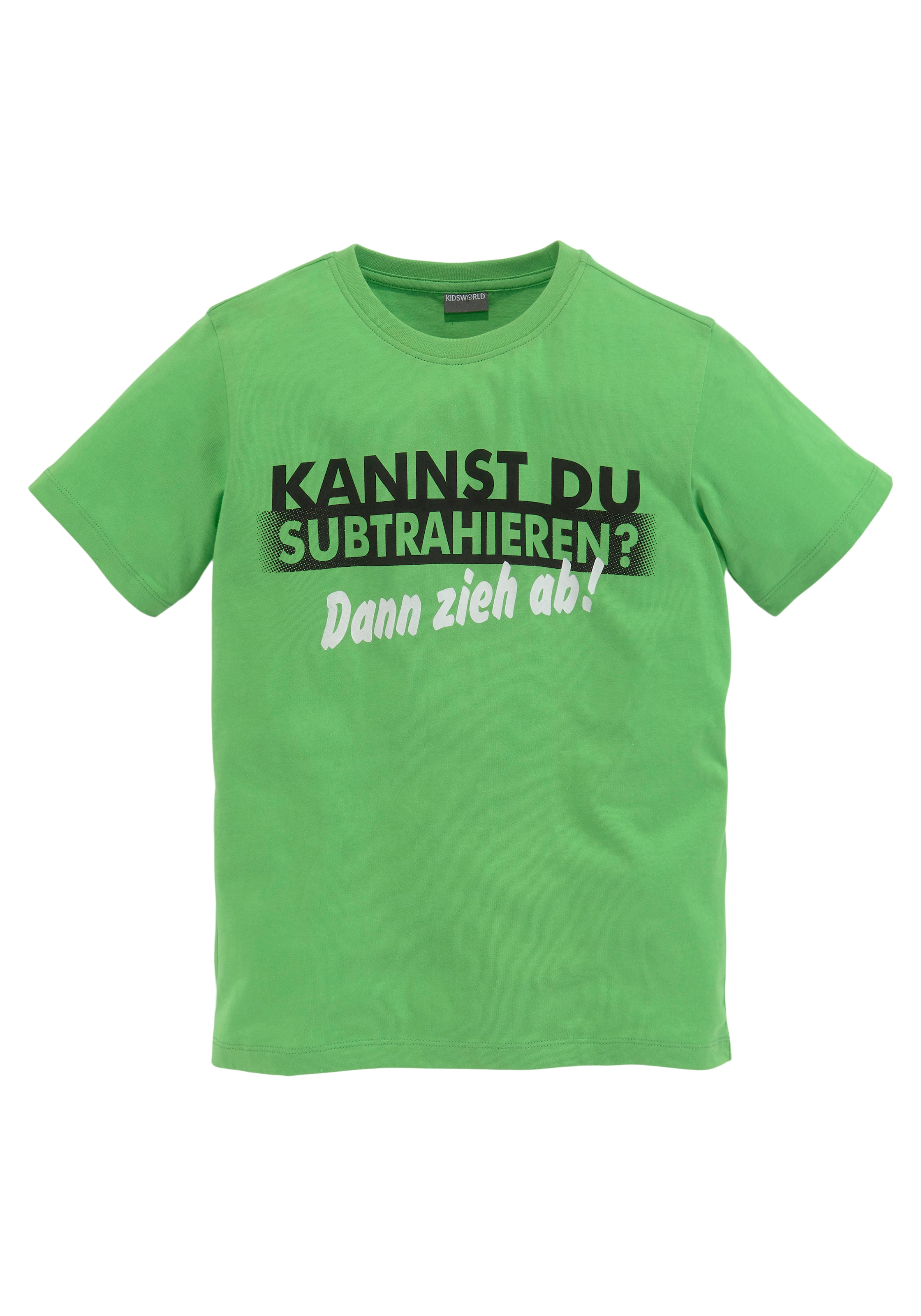 KIDSWORLD T-Shirt »KANNST DU SUBTRAHIEREN?«, Kurzarm,  mit trendigem Druck,  tiefer Rundhals,  aus  Baumwolle