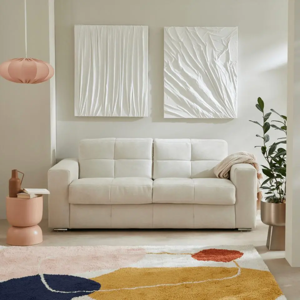CALICOSY - Slaapbank CAMERON - Beige - 84x207x102 cm