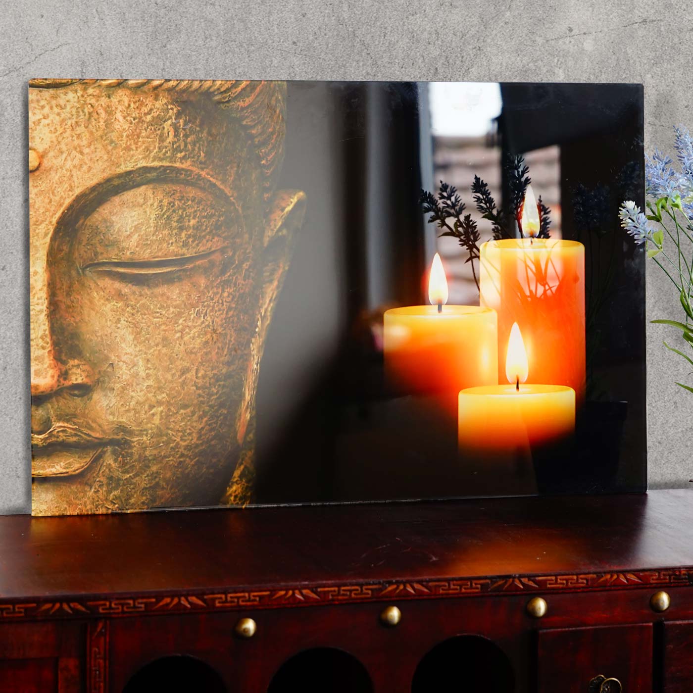 Glasbild T117, Wandbild Poster Motiv, 40x60cm ~ Buddha