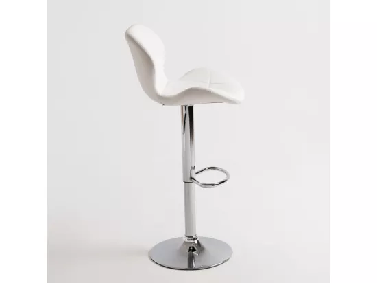Tabouret confortable simili cuir capitonné blanc Joy - Lot de 2