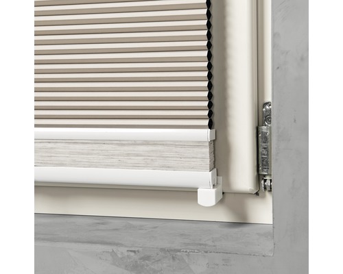Soluna dubbel plisségordijn met zijspanning, linnen/beige, 45x130 cm