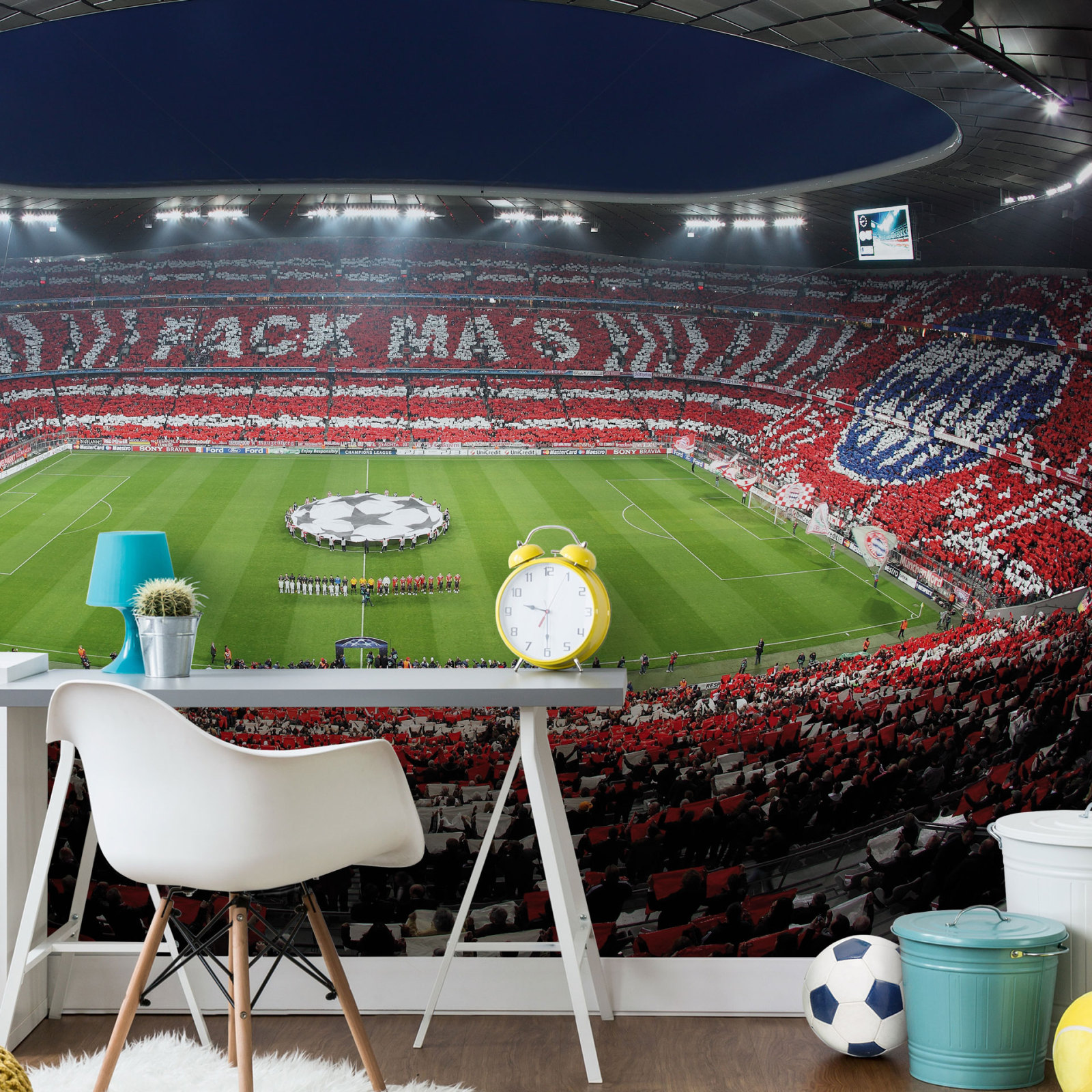 Fototapete DESIGNWALLS 2.0 - rot-weiß - FCB Stadion - 2,6 Meter