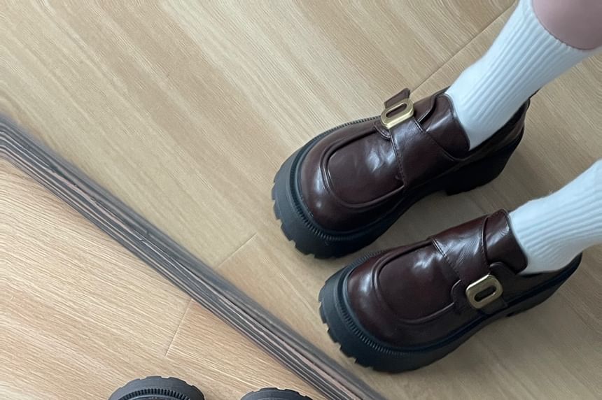 DURAC - Loafers met imitatieleren plateauzool en gesp