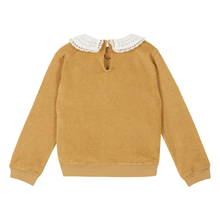 Emile et Ida Sweat Coton Bio Col Brodé | Ocre
