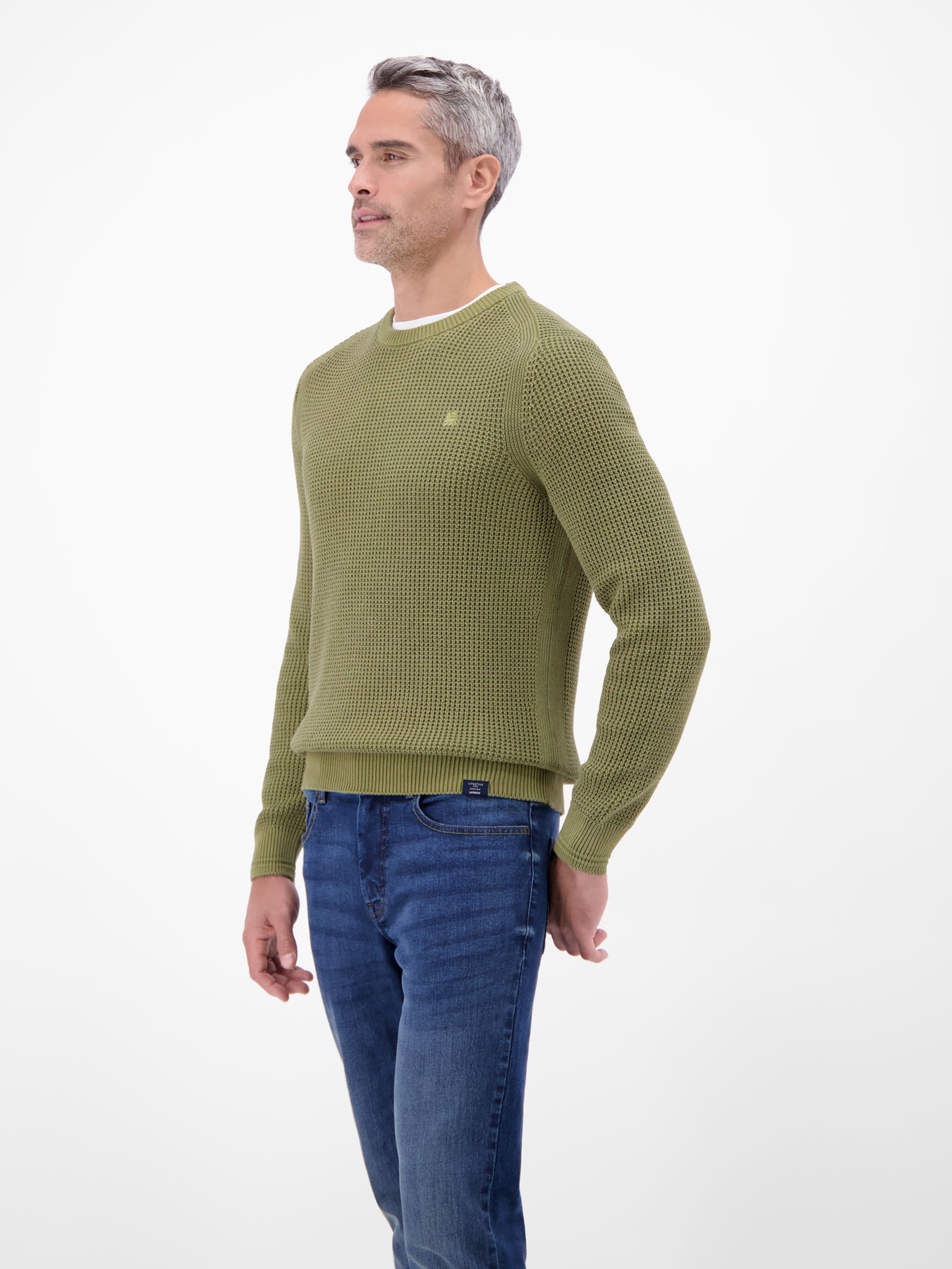 Herren Crewneck-Stricker in Strukturqualität