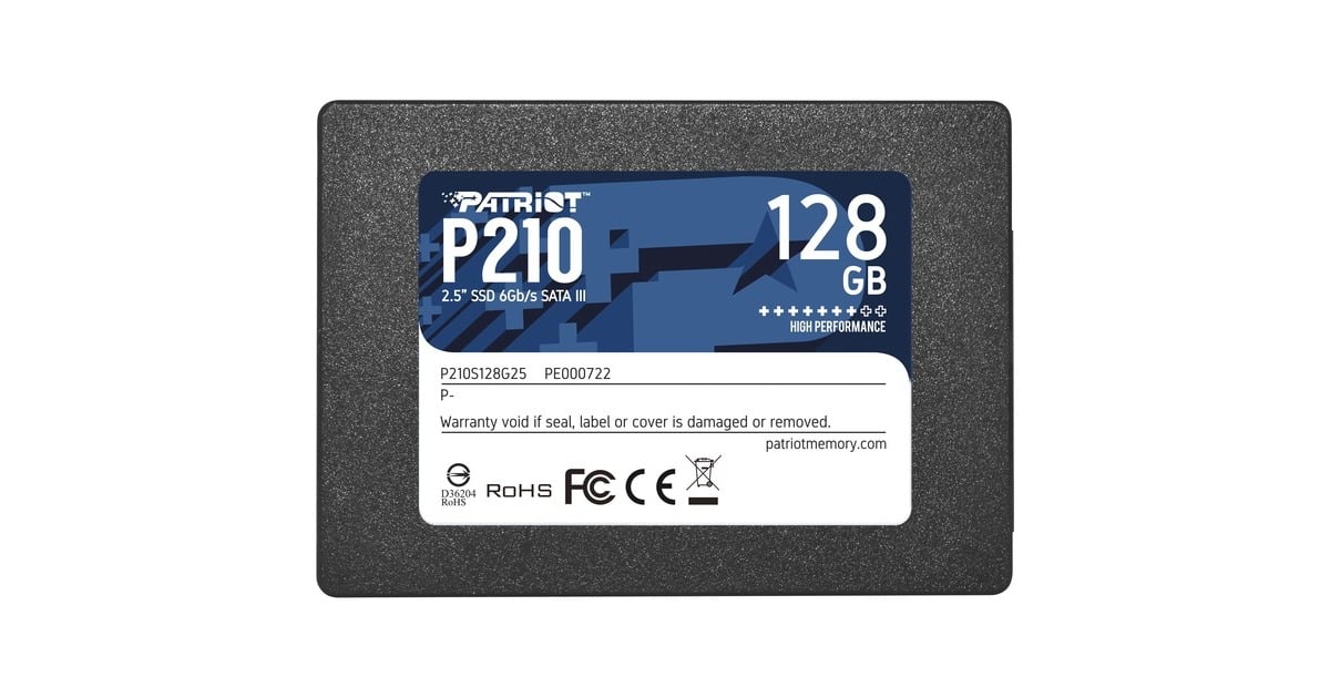 PatriotP210, 128 GB SSD  (Zwart, P210S128G25, SATA III)