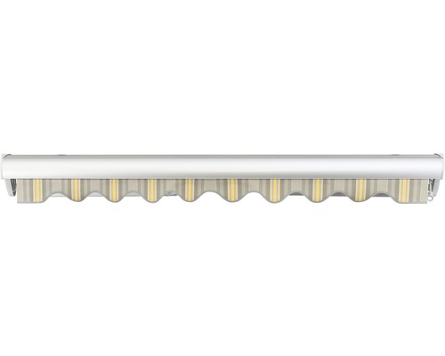 SOLUNA Halfcassette zonnescherm Classic 2,5x1,5, doekdesign 320477, frame E6EV1 zilver geëloxeerd, aandrijving rechts inclusief slinger