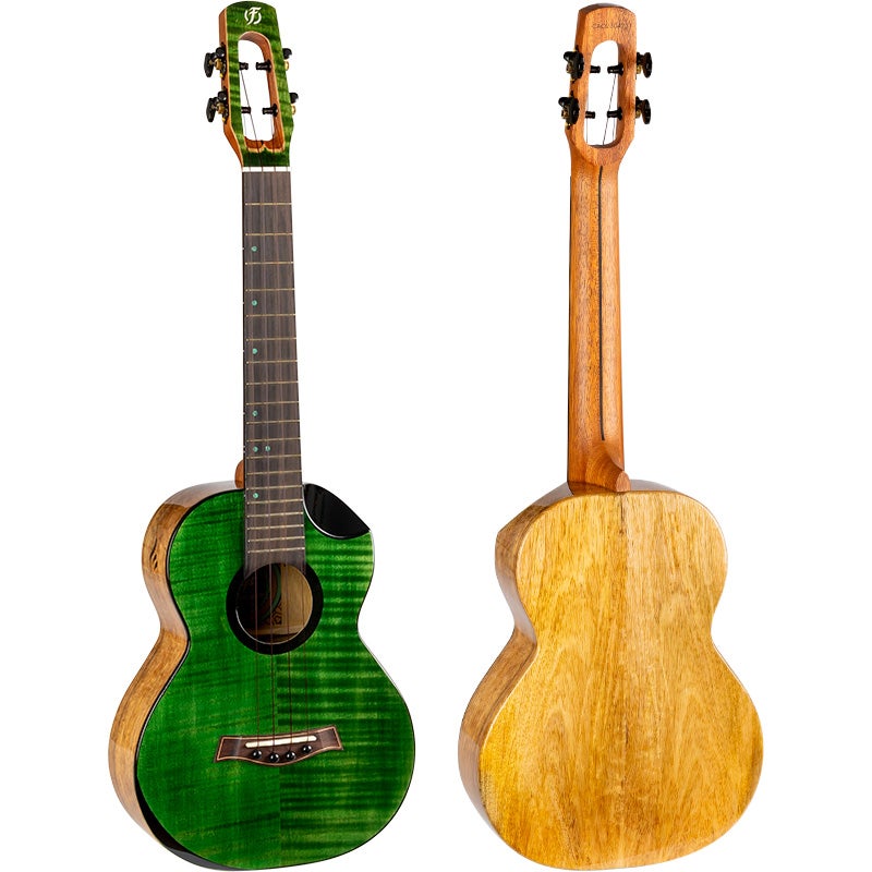 Flight Royal Series Comet EQ-A Tenor Green elektrisch-akoestische ukelele met deluxe gigbag