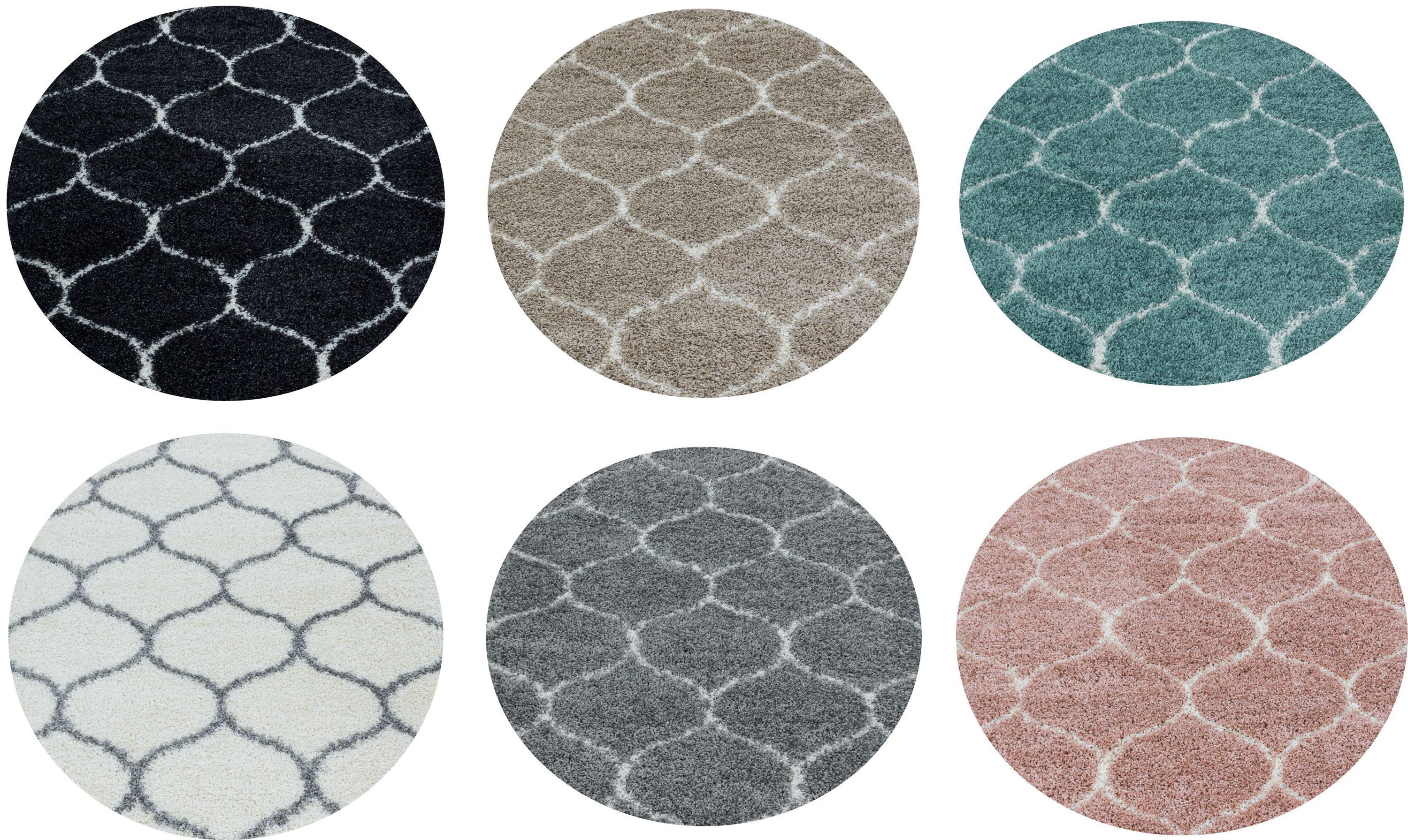 Stilvoller Runde Designer Hochflor Teppich | Skandinavisches Flair