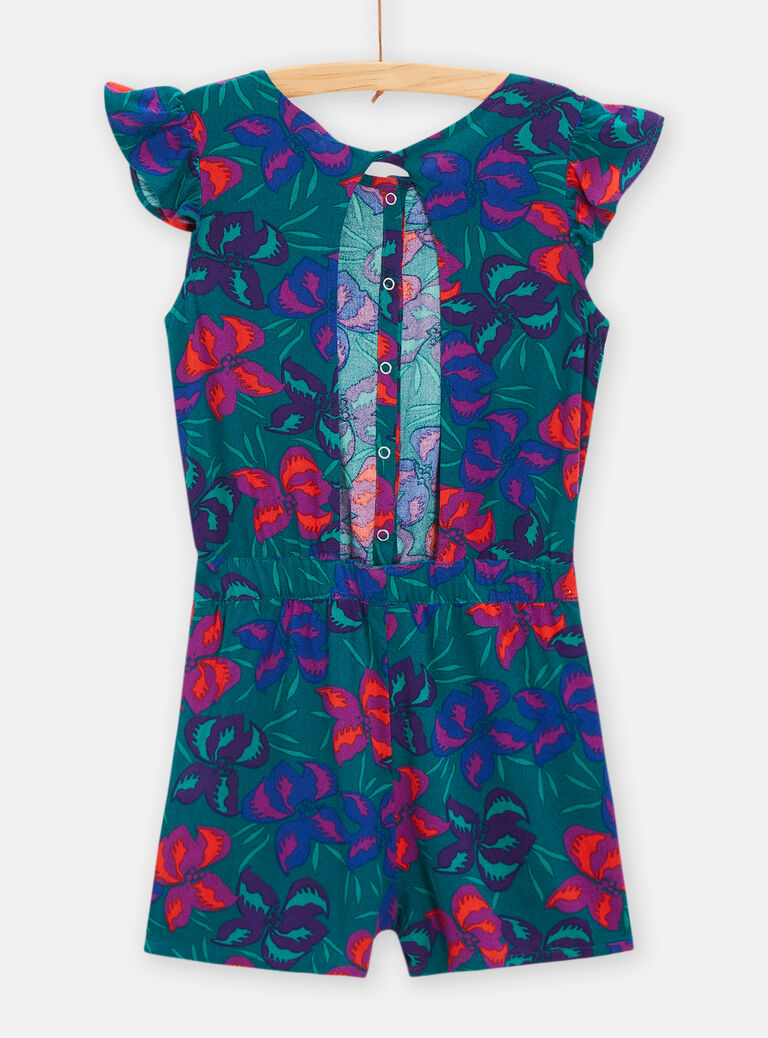 Combi-short verte à imprimé fleuri pour fille