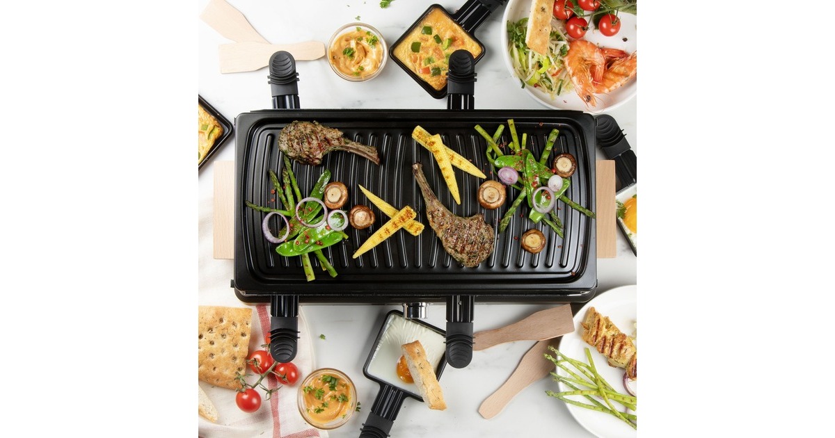 DomoRaclette-grill DO9261G gourmetstel  (Zwart/houtkleur)
