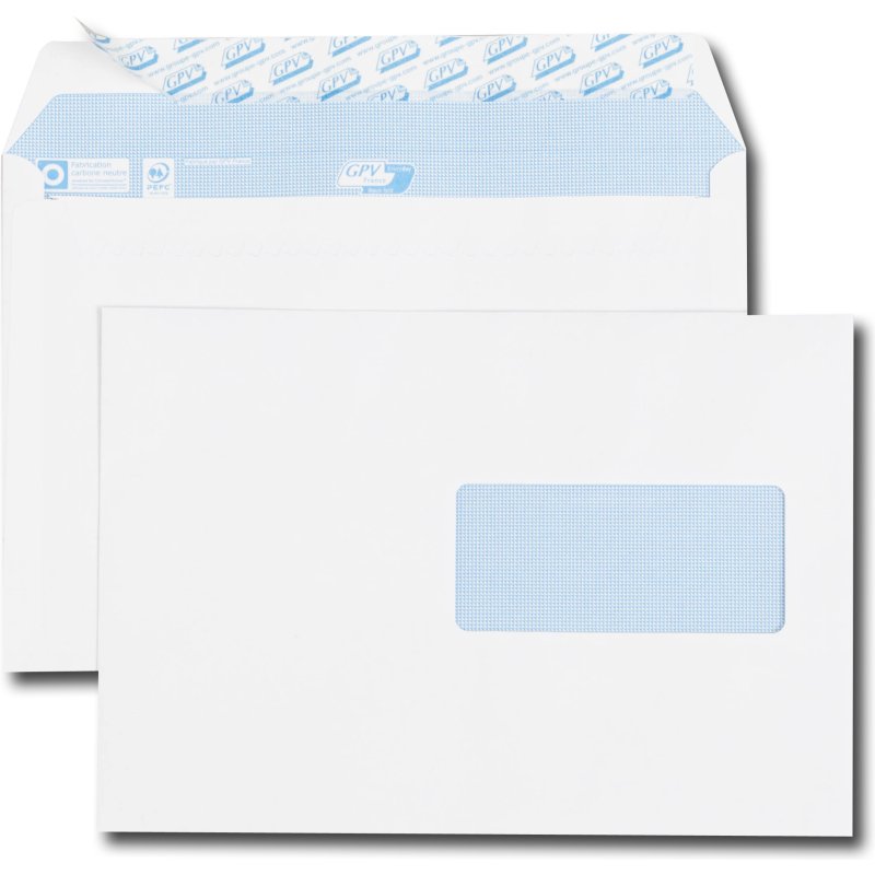 Enveloppe 162 x 229 mm GPV 90 g avec fenêtre 45 x 100 - Boîte de 500