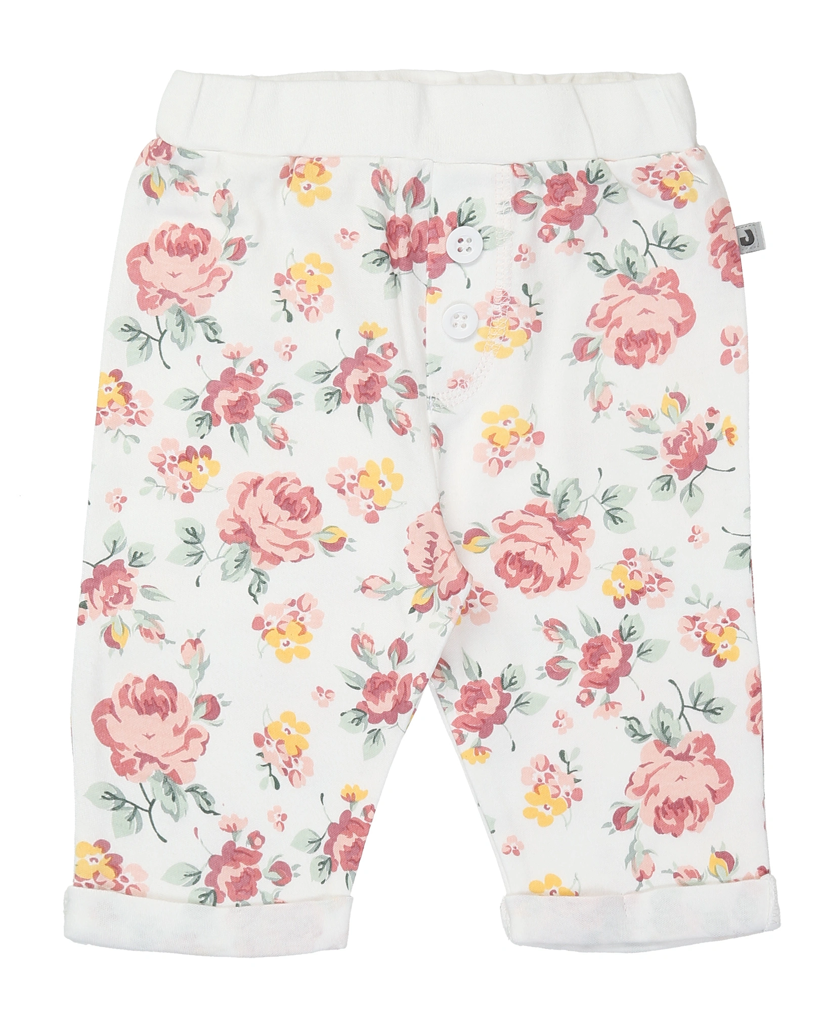 Langarmbody ROSES und Sarouelhose in weiß