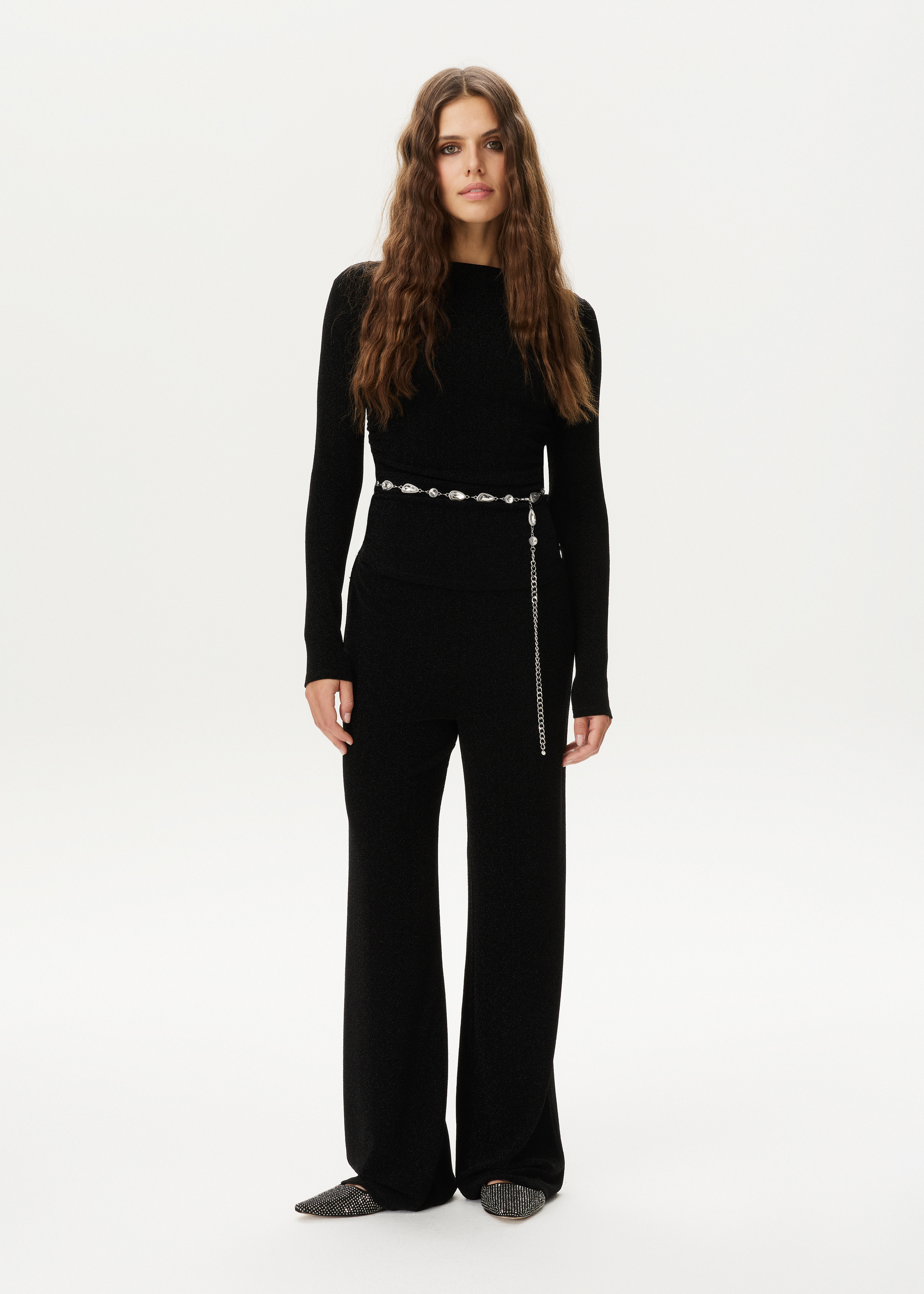 Lurex top met boothals