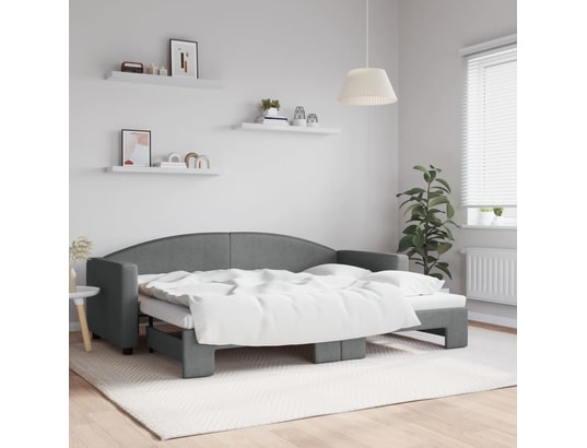 VIDAXL - Lit de jour avec lit gigogne gris foncé 80x200 cm tissu