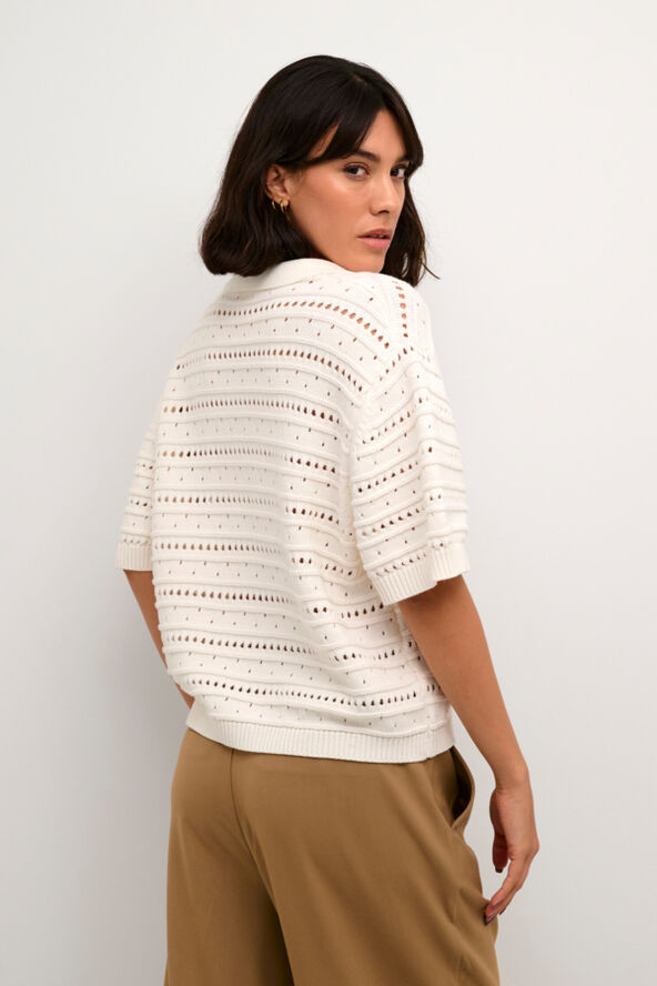 Kaffe KAjolie Polo Knit Pullover Chalk
