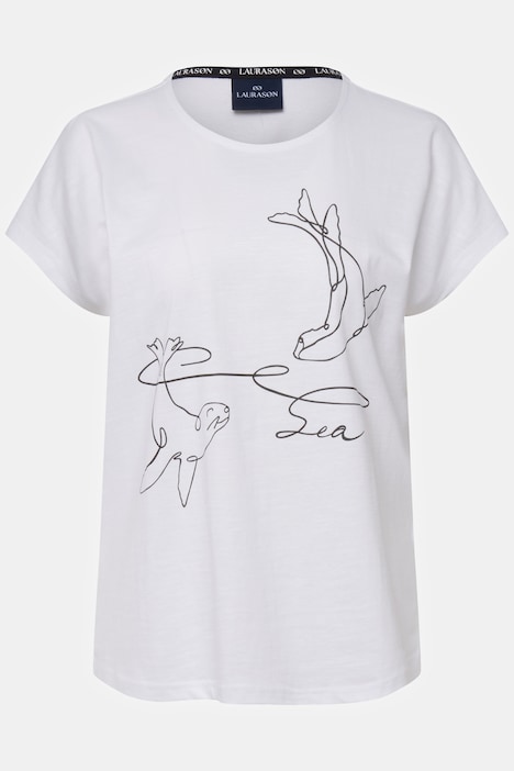 T-Shirt, Robben Print, Rundhals, Halbarm, OEKO-TEX Made in Green