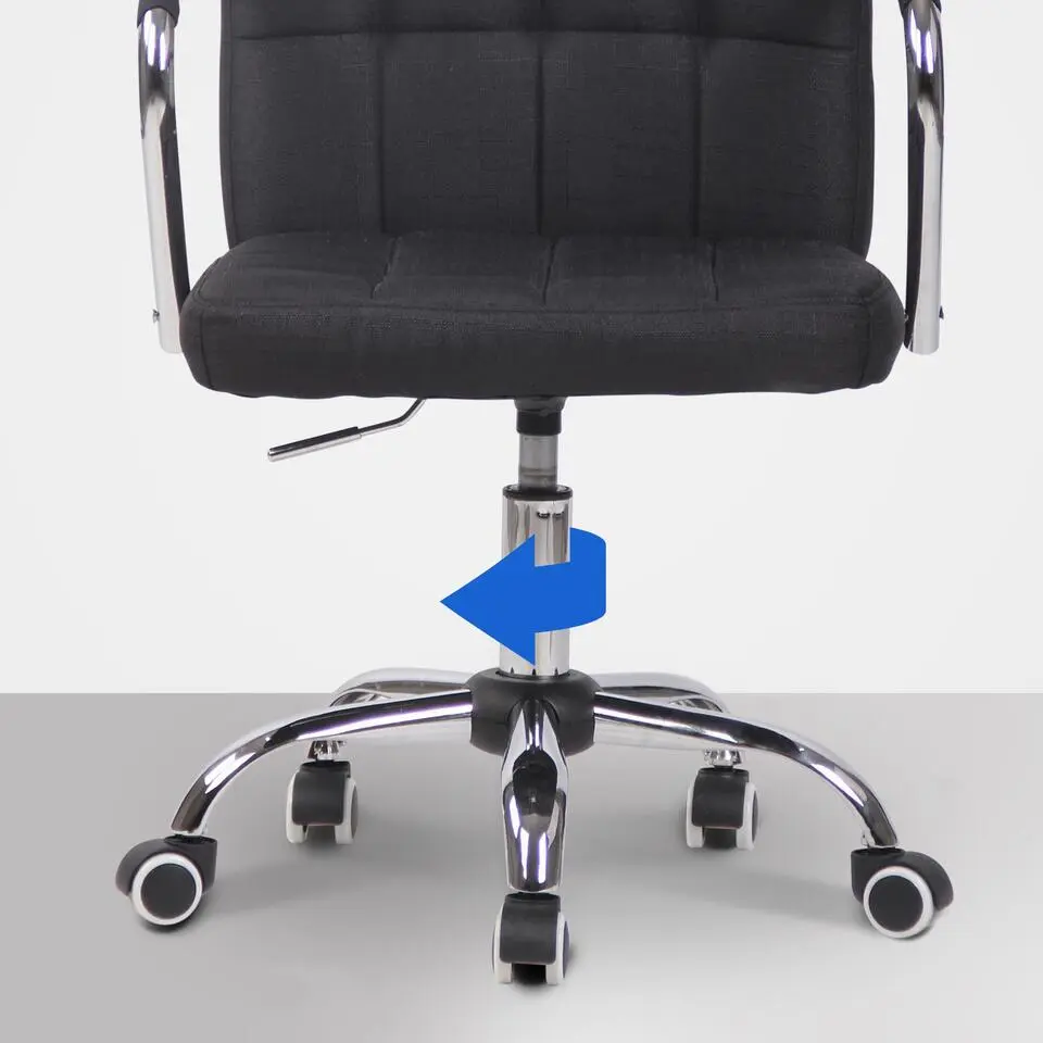 CLP Bureaustoel Terni chroom Frame - Stof - zwart