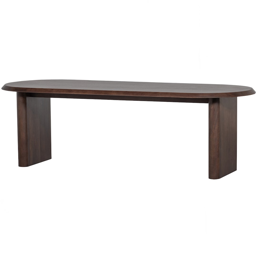 Esstisch ELLIPS 240 x 90 cm Mangoholz in Nussbaum lackiert