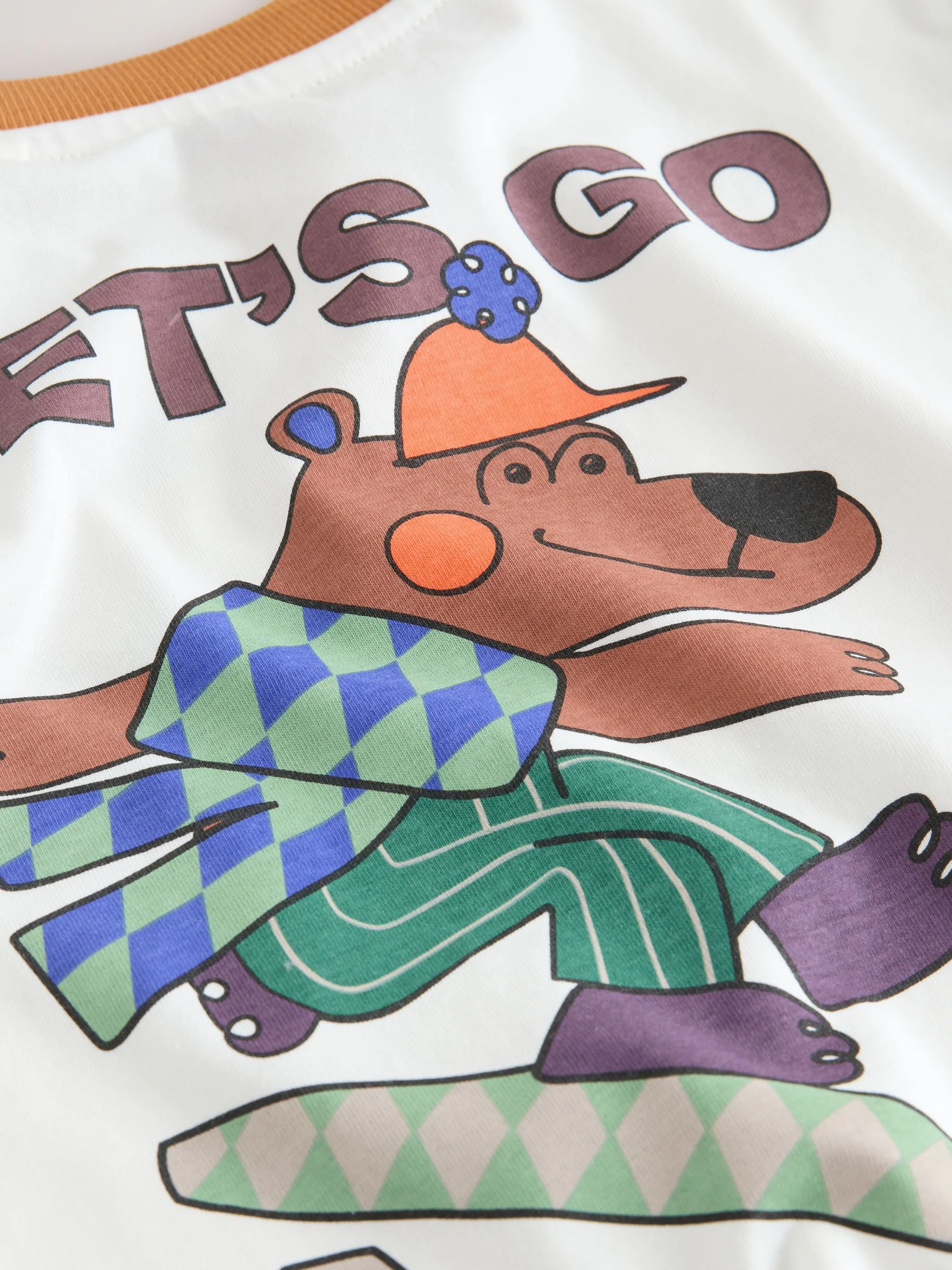 Witte Skaterbeer - T-shirt met lange mouwen en print op de rug (3mnd -8jr)