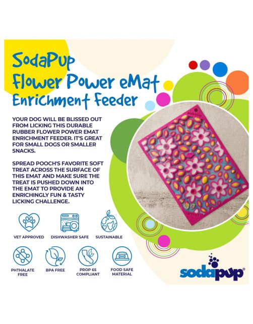 Sodapup Lickmat Flower Power - Hondenvoerbak - Roze Small