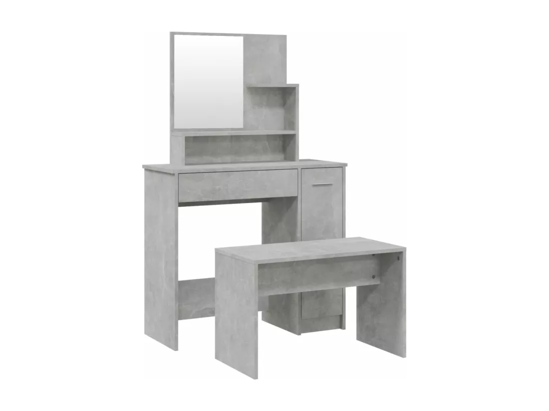 Ensemble de coiffeuse Gris béton 86,5x35x136 cm