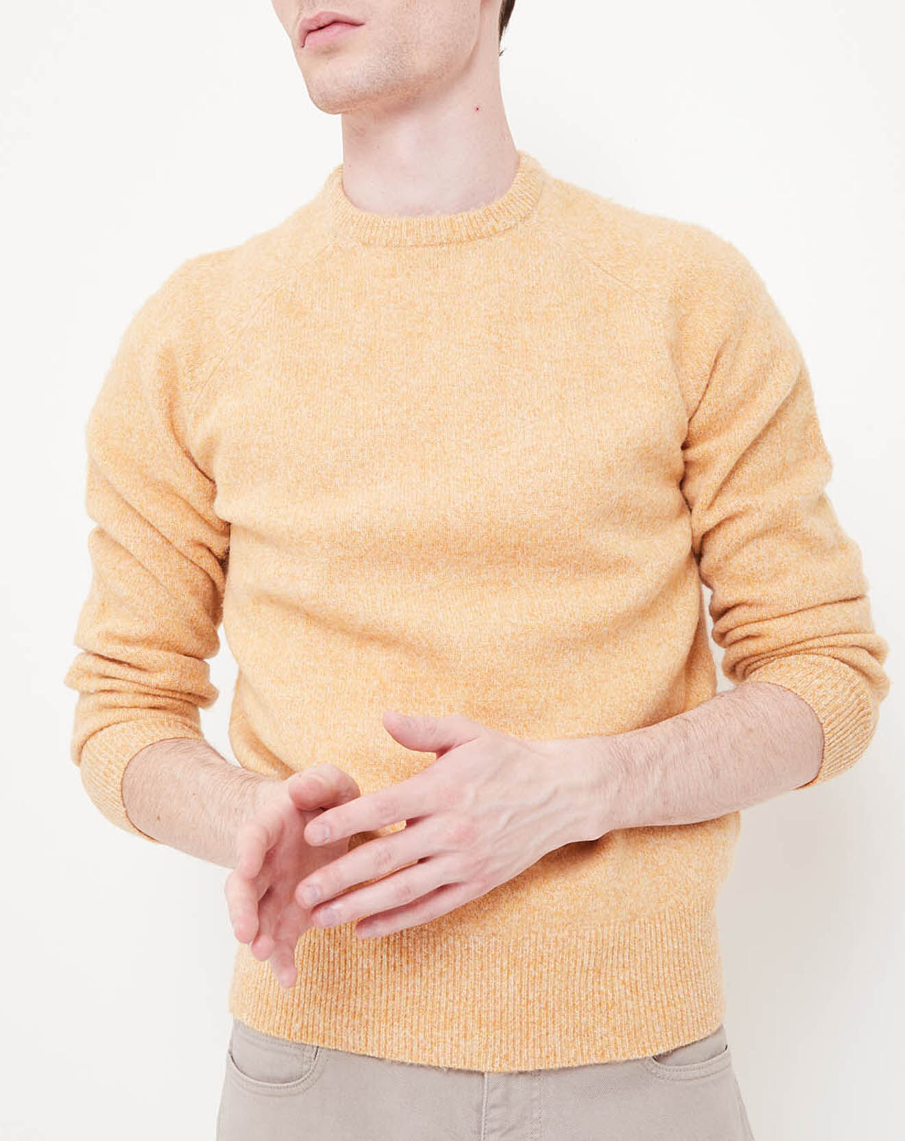 Hartford Pull 100% Laine Shetland Crew jaune