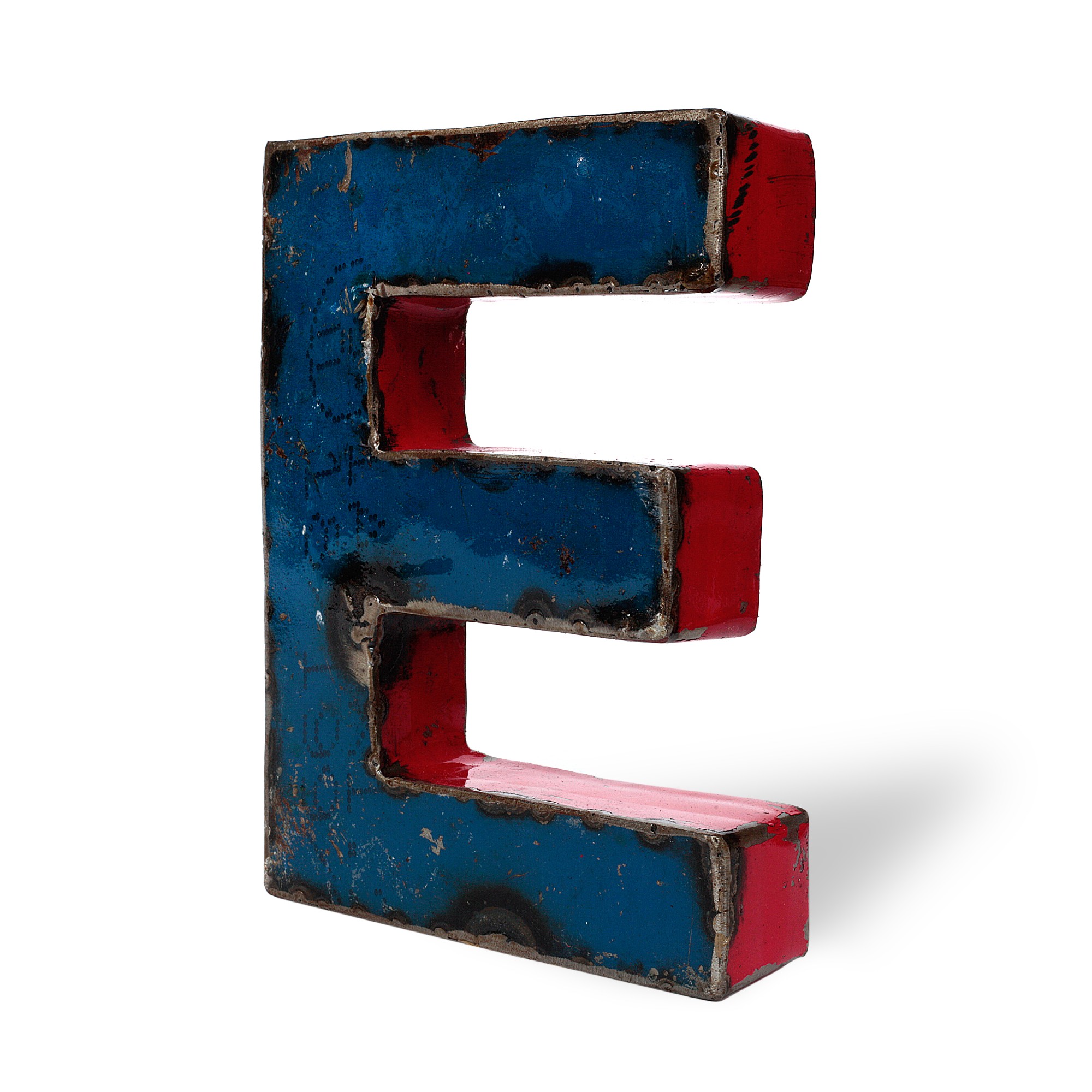 Metallbuchstabe 'E', multicolor, T 14 cm, B 20 cm, H 4 cm von fischer's lagerhaus