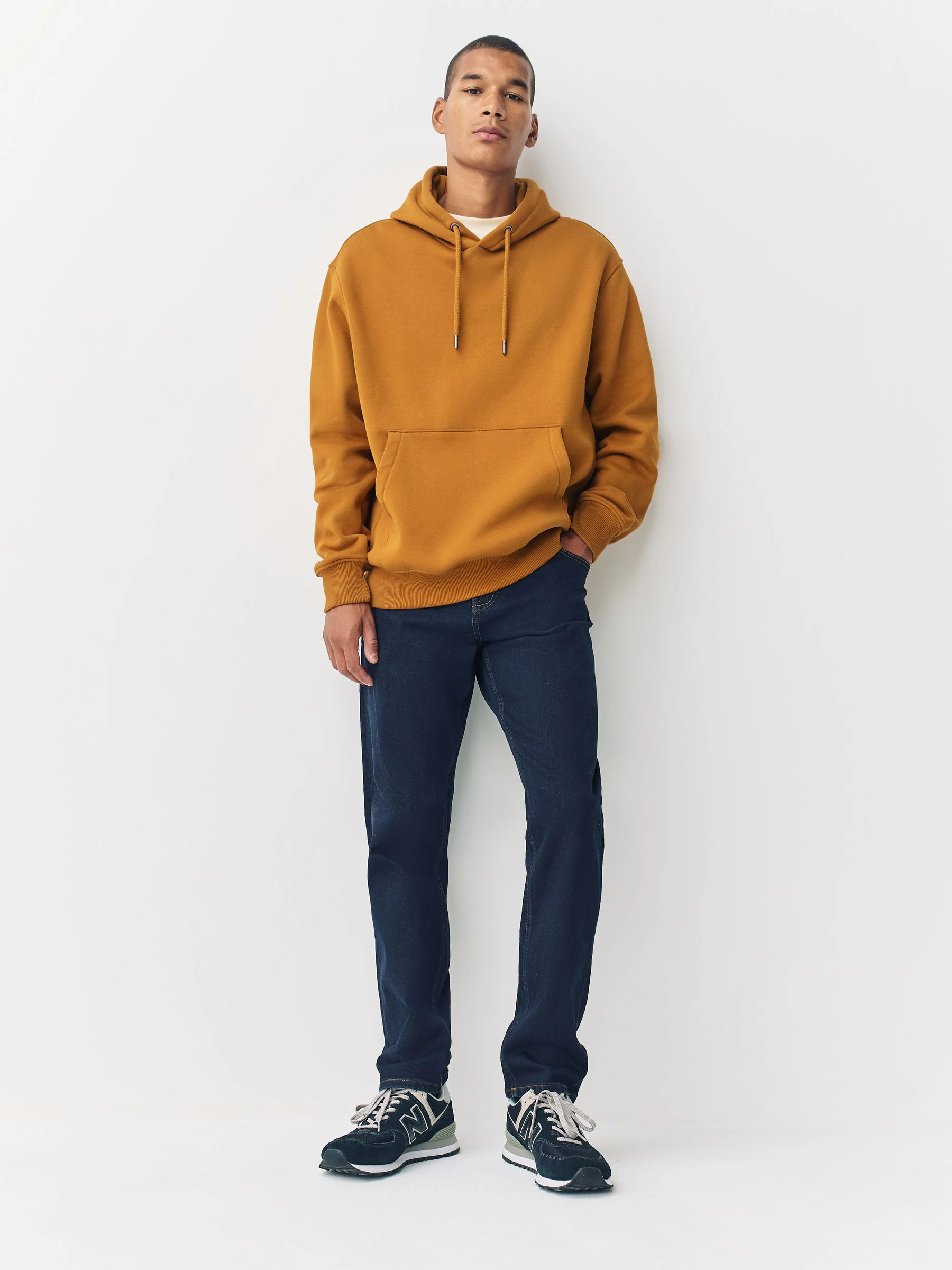 Donkergeel - Normale Pasvorm - Zwaargewicht Cotton Rich Jersey Hoodie
