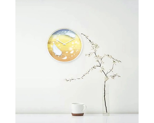 Wandklok met veren, kleurrijk kunststof, Ø 30 cm