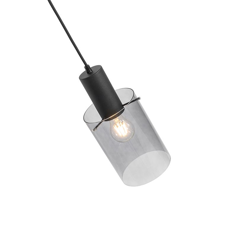 Vintage hanglamp zwart met smoke glas - Vidra