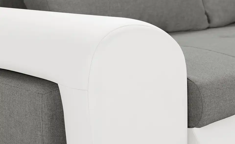 Ecksofa Emma rechts Weiß, Hellgrau