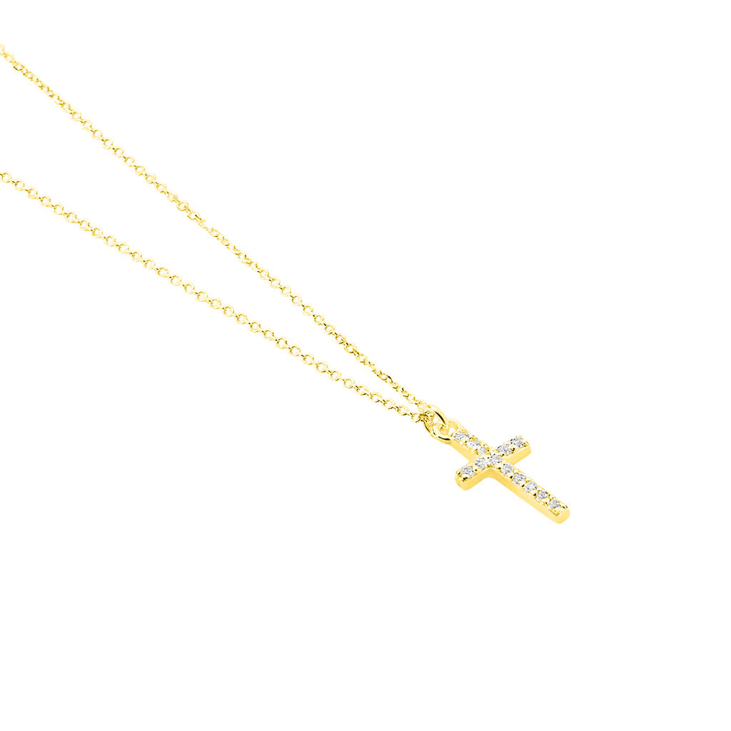 Collier Cobeia Croix Maille Forçat Or Jaune Oxyde De Zirconium