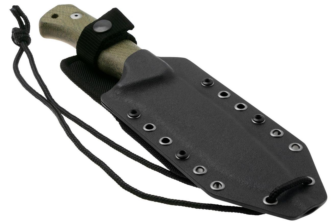 LionSteel T6 Stonewashed, Green Canvas Micarta T6-CVG vaststaand mes