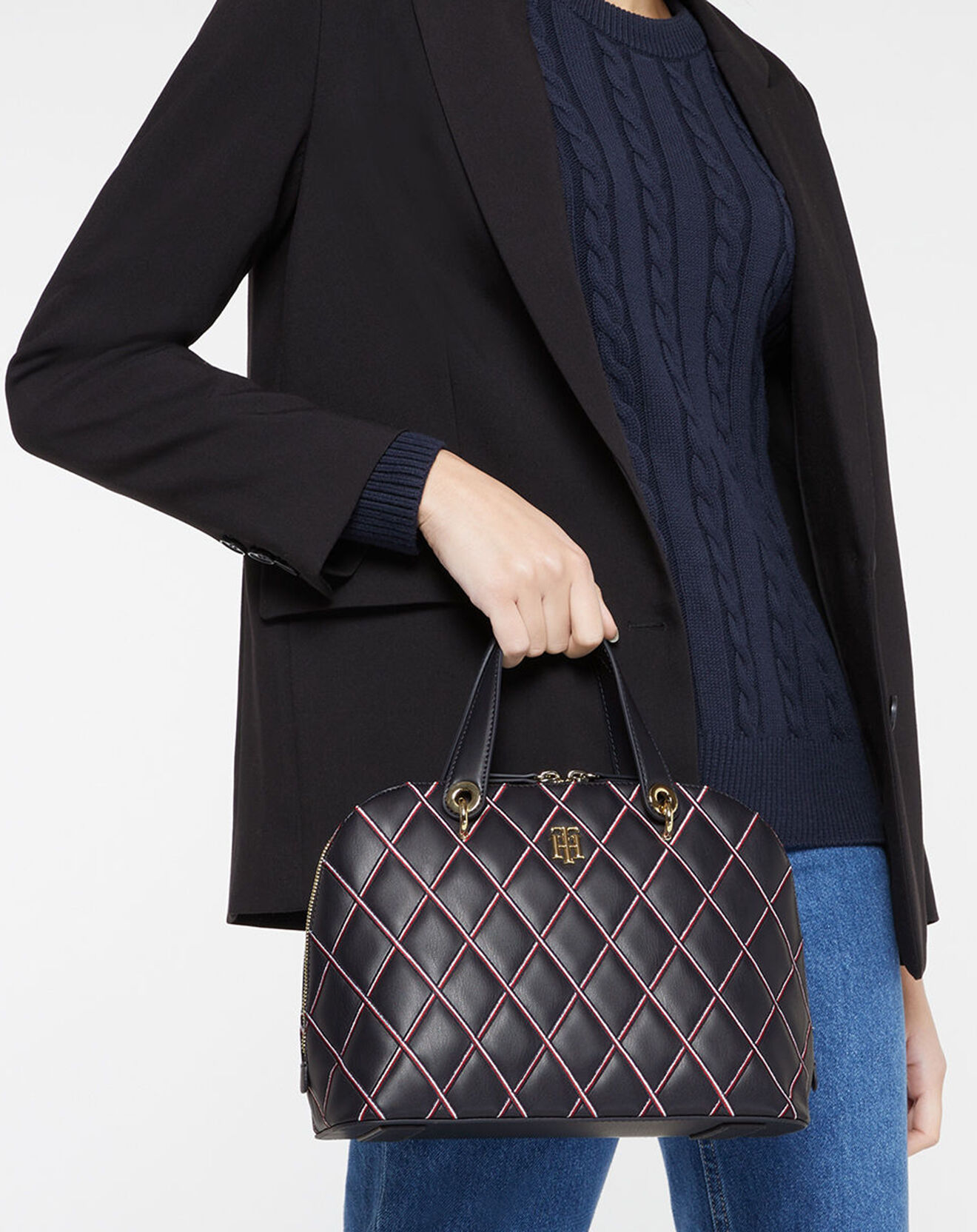 Tommy Hilfiger Sac à main matelassé Element  marine - 27,5x21x11,5 cm