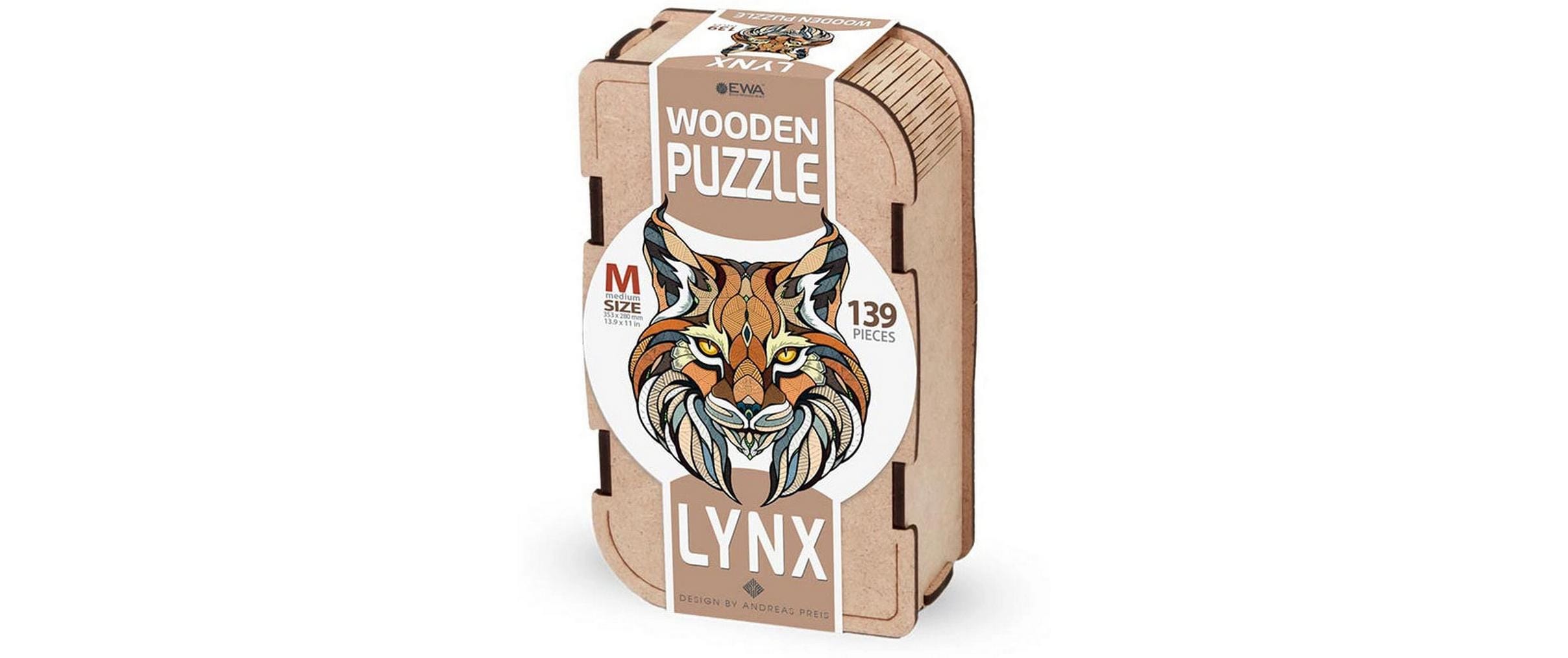 Holz-Puzzle Luchs 139 TeileFarbenfrohes klassisches Holzpuzzle mit einzigartigen Teilen